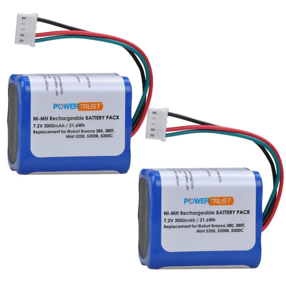 

7.2V Ni-MH Battery for iRobot Braava 380t 380 320 390T, Mint 5200 5200b 5200c Series Automatic Floor Mopping Robot Cleaner