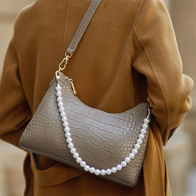 

ZOOLER100% Full Genuine Leather Shoulder Bags Handbags Pearls Delicated Ladies Purses Commuting Hand Bags Wedding Colors #qs358