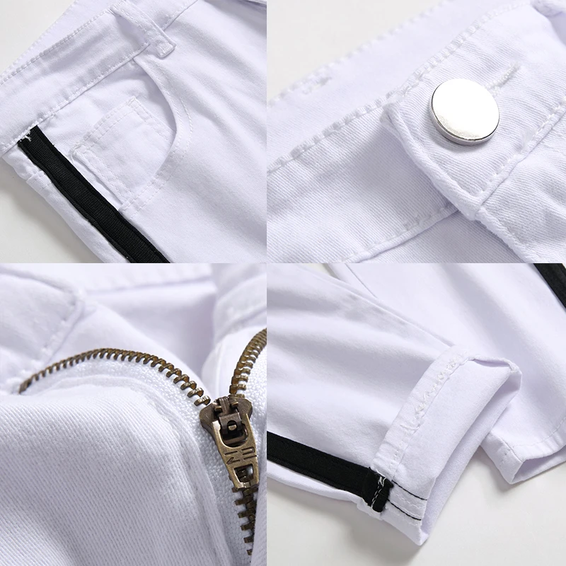 Men's Fashion Cool Jeans Slim Fit Classic White Blue Clothing  High Quality Stretch Ripped Skinny Pencil Pants Cargo Pants S-3XL