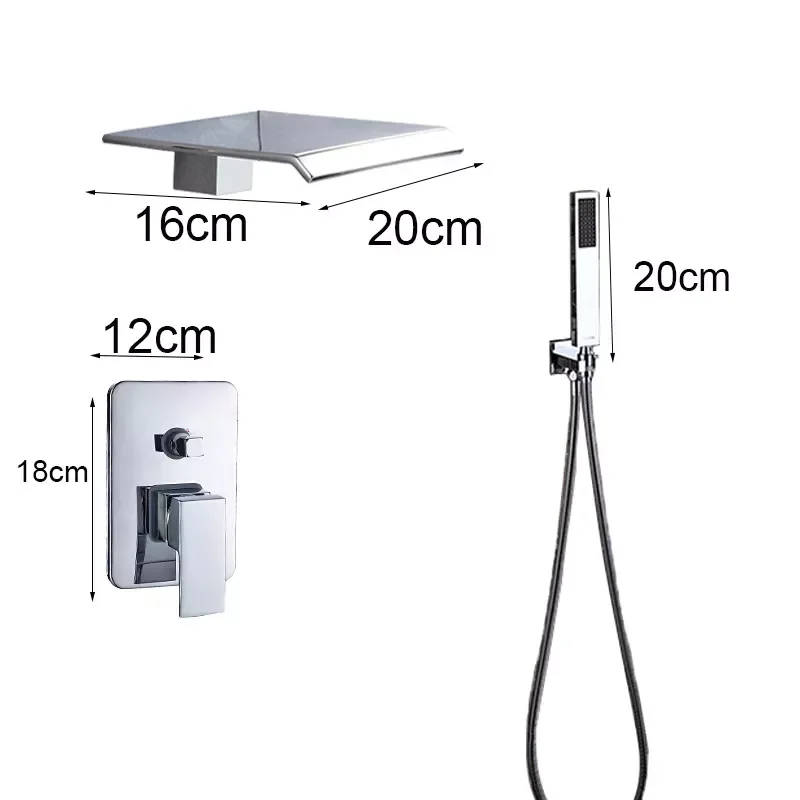 

Ceiling Mounted All Brass Waterfall shower Faucet Single Lever Concealed Shower Mixing Valve Tap