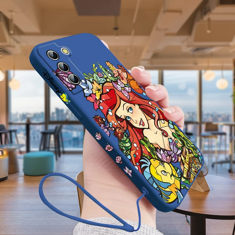 

Disney Princess little Mermaid Samsung Phone Case For Galaxy S23 S22 S21 S20 Pro FE Note 20 Plus Ultra Liquid Left Rope Cover