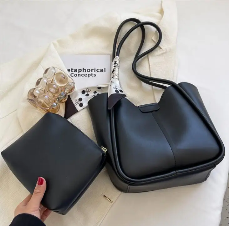 

Small Soft PU Leather Shoulder Bags for Women 2022 2pcs/set Fashion Brand Designer Shoulder Bags Luxury Handbags Cute Purses 가방