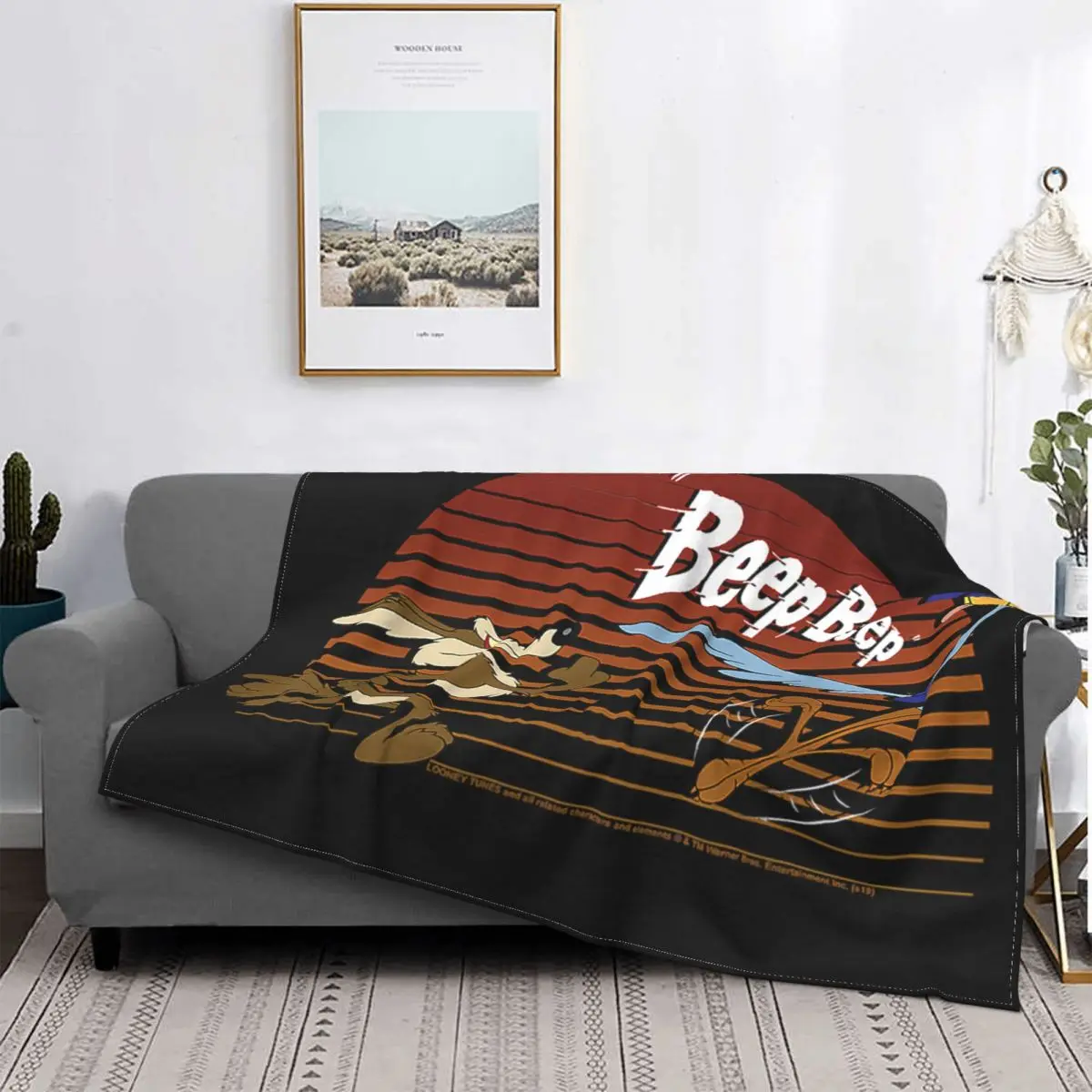 

Wile E Coyote And Road Runner Sunset Knitted Blankets Fuzzy Throw Blanket Summer Air Conditioning Decoration Soft Warm Bedspread