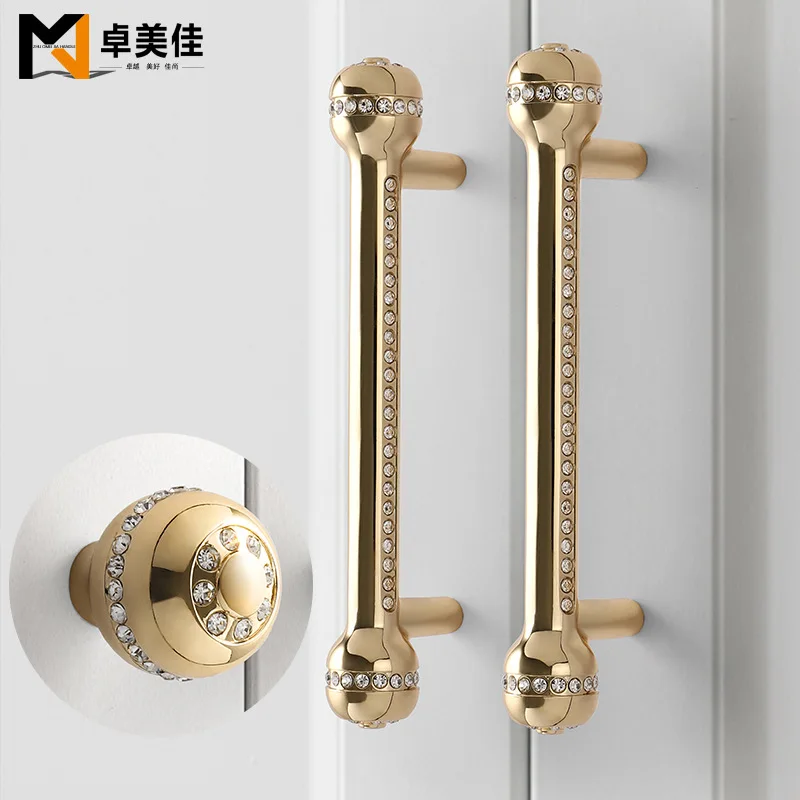 Wardrobe Door Drawer Handles Dresser Knob Cupboard Inlaid Crystal Diamonds Pull