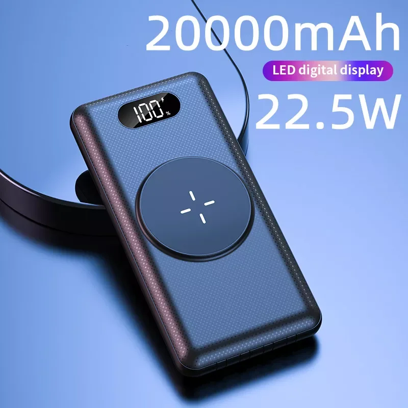 

2023New Portable Power Bank PD 22.5W 20000mAh Large Capacity Secondary Battery Magnetic Wireless Quick Charging Powerbank For iP