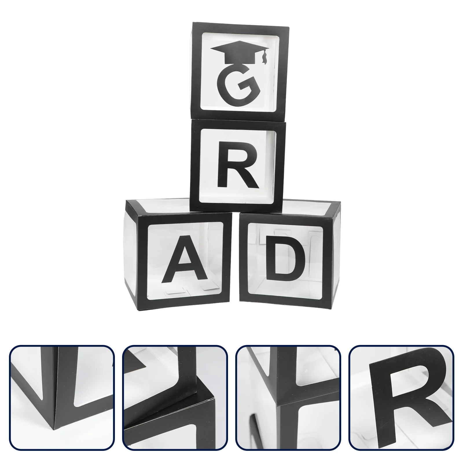 

1 Set Balloons Boxes Balloon Box Blocks Letter Balloons Cases Props for Scene Layout Party Graduation