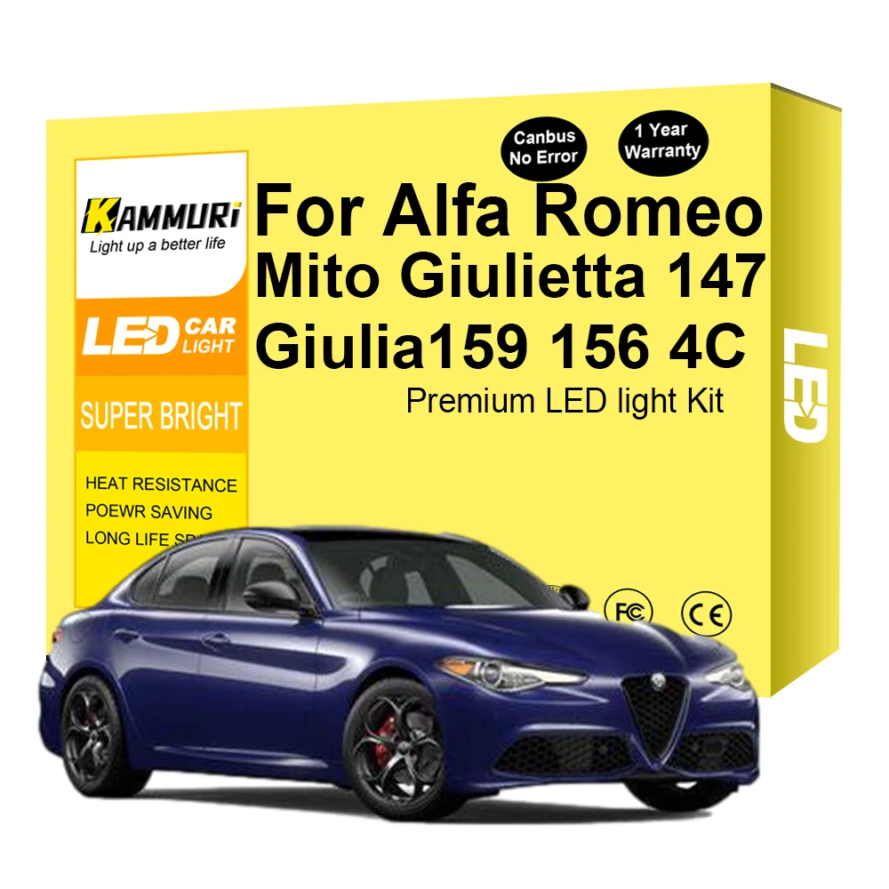 

Внутренняя лампа для Alfa Romeo 147 159 156 Mito Giulia Giulietta 4C Spider Stelvio Brera 1995-2021, аксессуары