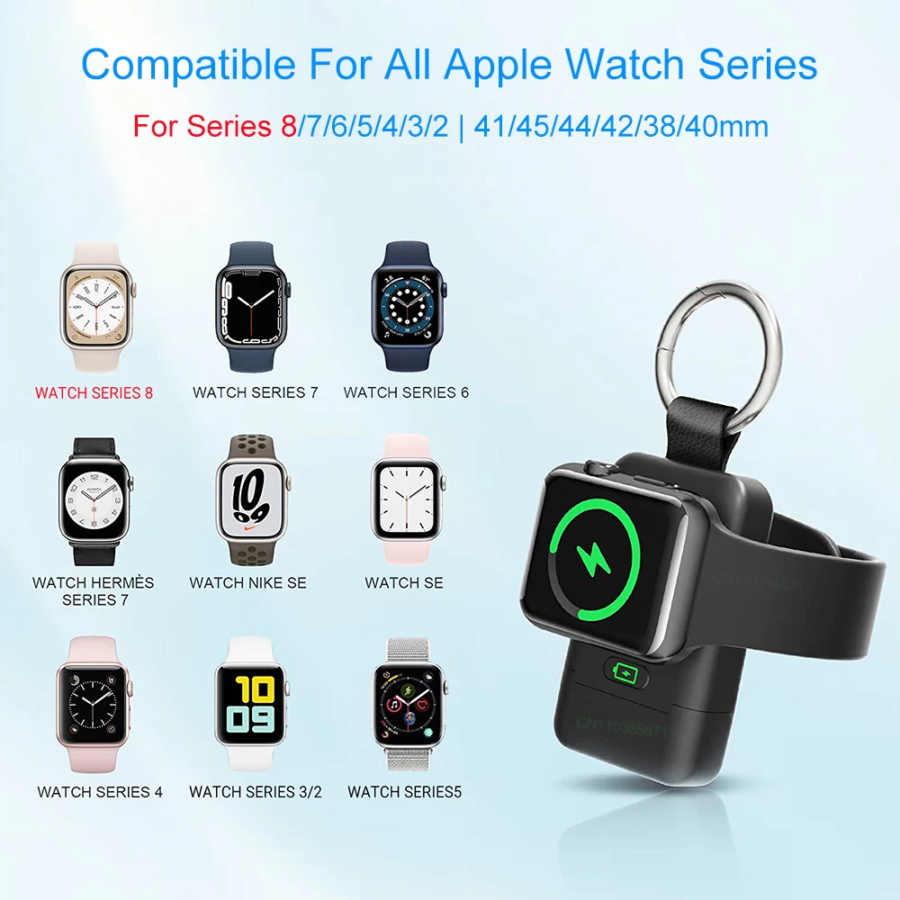 Портативное беспроводное зарядное устройство для Apple Watch 7 USB C 1400 мАч зарядная