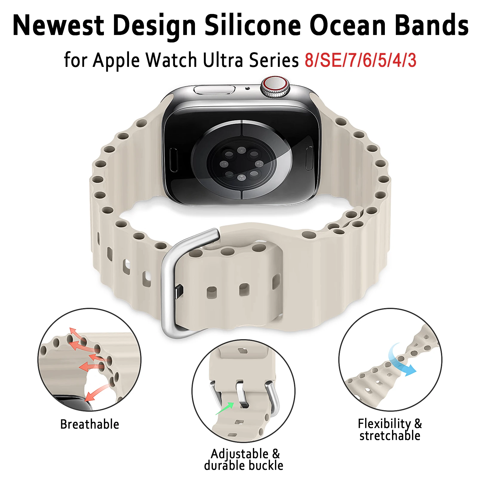 Фото Для Apple Watch 10 ремешок 46 мм 45 мм 42 мм 44 мм Ultra 2 49 мм 40 мм 41 мм Браслет Correa iWatch Series 9 8 7 6 SE 5 4 Ремешки №3