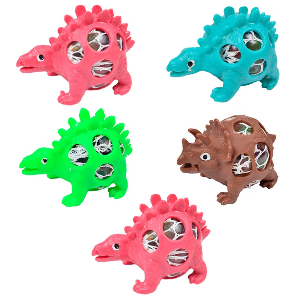 

5 Pcs Bath Toys Kids Dinosaur Decompression Funny Vent Plaything Stress Relieve Squeezing Grape Ball Relieving Tpr Baby