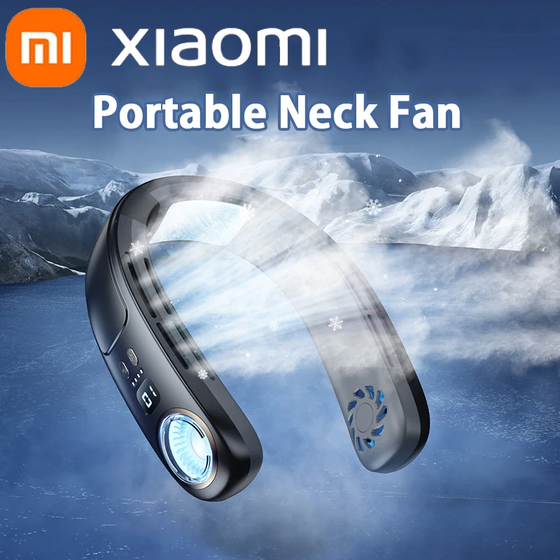 

Xiaomi Portable Neck Hanging Fan Cooling Chip Rechargeable 4000mAh Neckband Air Conditioner USB Cooler Bladeless Refridgeration