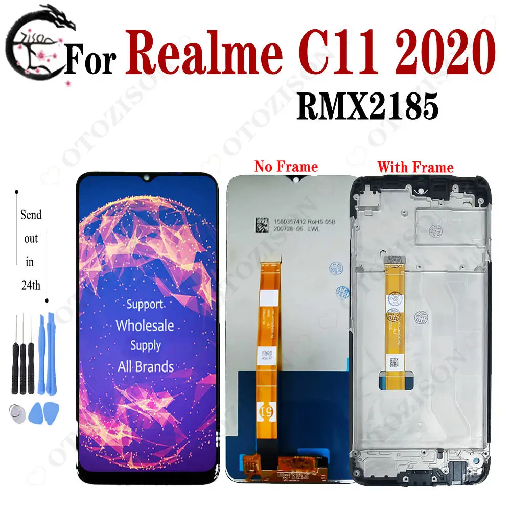 Фото 6,5-дюймовый экран для OPPO Realme C11, ЖК-дисплей с рамкой RMX2185, сенсорный ЖК-дисплей с дигитайзером, датчик, сборка, запчасти для экрана Realme C11 №1