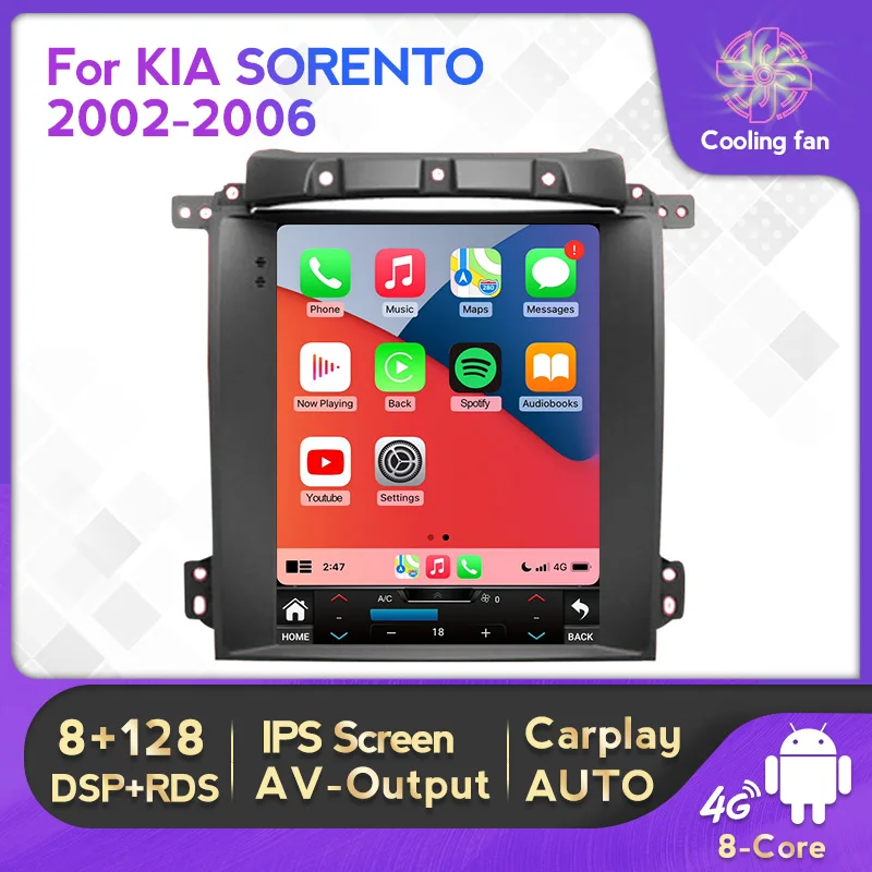 NaviFly 7862 для Kia Sorento BL 2002 - 2006 Tesla style screen Android Car Radio мультимедийный видеоплеер GPS