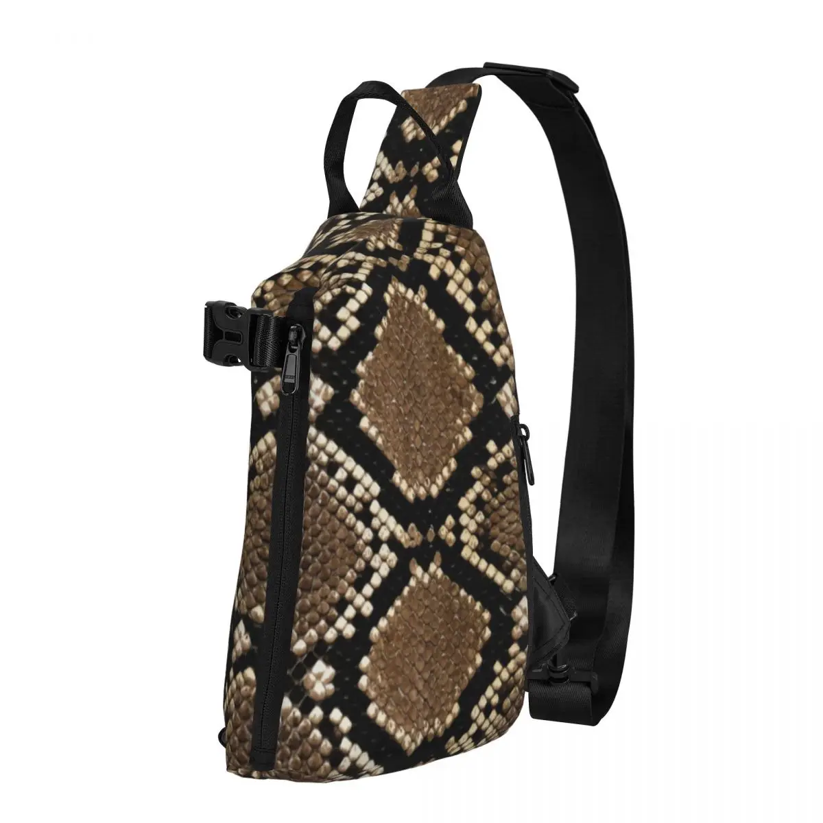 

Snakeskin Scale Chest Bags Male Faux Python Print Travel Shoulder Bag Fashion Print Crossbody Bag School Motorcycle Sling Bags