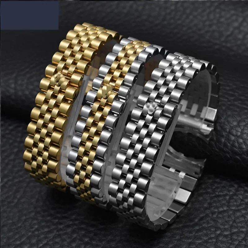 

Ремешок стальной для часов, спортивный браслет для часов Rolex роскошной серии, с пятью бусинами, цельный однотонный браслет для женщин, аксессуары для часов, 13 мм 17 мм 20 мм