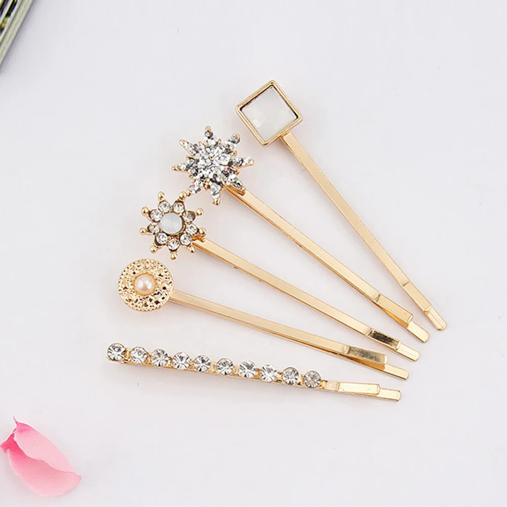 

Beaupretty Bobby for Hair, Metal Hair Clips Pearls Hair Rhinestone Barrettes Hair for Wedding, 5