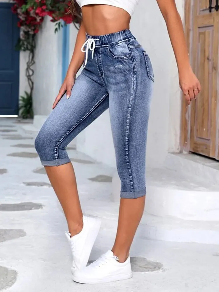 

Модные брюки 7 точек, женские джинсы, рваные узкие сексуальные облегающие джинсы на бедрах, одежда из спандекса для мамы, джинсовая одежда, женские комбинезоны