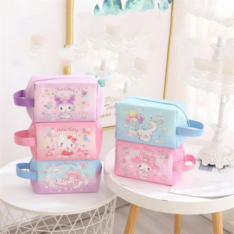 

Kawaii Sanrioed аниме Cinnamoroll Kuromi My Melody Little Twin Star Kitty Водонепроницаемая вместительная косметичка для девушек