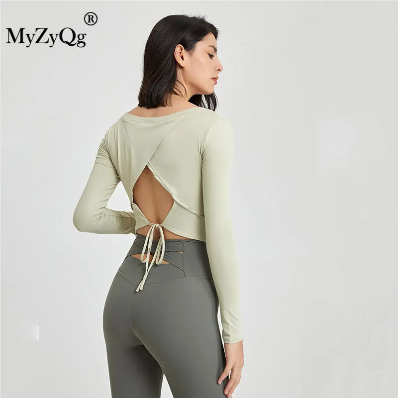 

MyZyQg, сезон осень-весна, футболки для йоги, красивый кружевной топ с длинным рукавом, тонкая спортивная футболка для бега, одежда для фитнеса