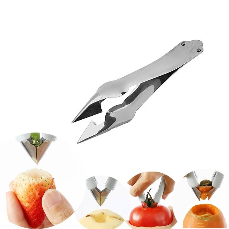 

Strawberry Huller Fruit Peeler Pineapple Corer Slicer Cutter Stainless Steel Kitchen Knife Gadgets Home Clips Vegetable Chopper