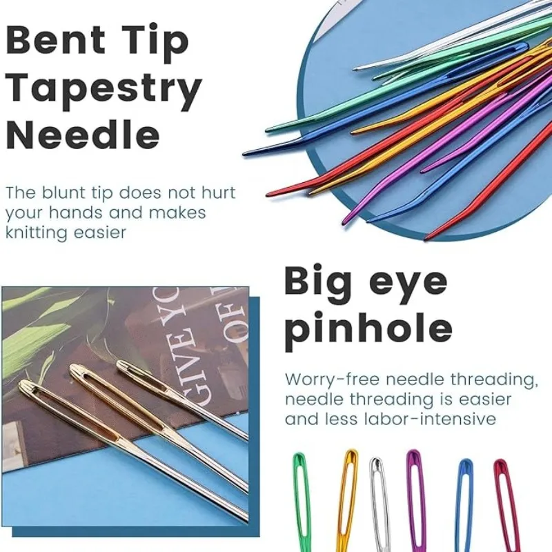 MIUSIE 24 шт. иглы для гобеленов изогнутый набор с большими глазками Швейные