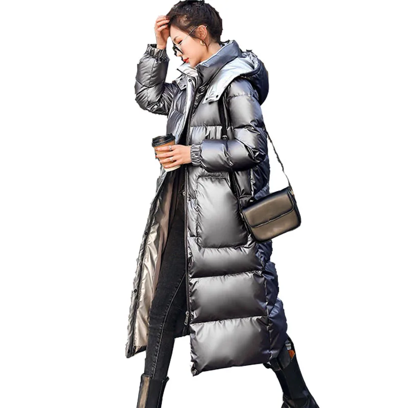 

Новинка 2022, зимняя модная теплая Толстая Женская куртка с капюшоном, высококачественные женские парки, глянцевое женское пуховое пальто