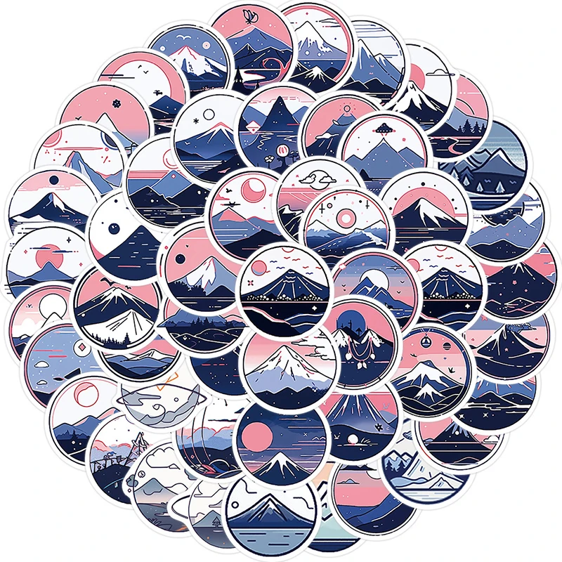 

52Pcs Cartoon Mountains Planet Graffiti Sticker Guitar Suitcase Laptop Decal DIY Diary Phone Album Fridge Sticker