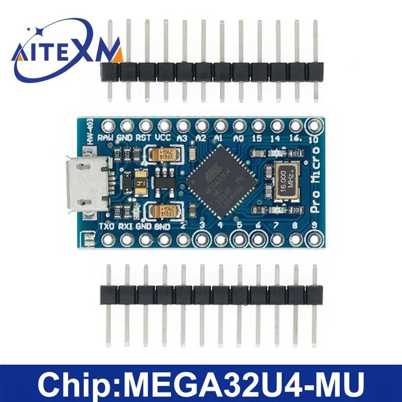 Pro Micro ATMEGA32U4 5V/16 МГц модуль с Загрузчиком для arduino Мини USB/Micro USB 2 ряда штыревой