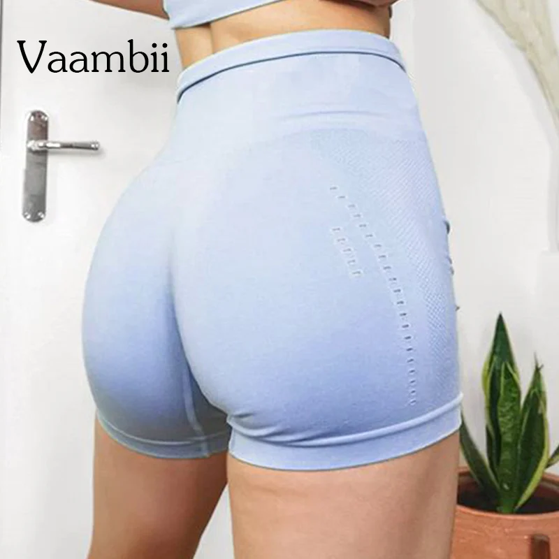 

Women's Knitted Sport Cycling Shorts Seamless High Waist Workout Shorts Fitness Yoga Gym Running Peach Hip Shorts Women