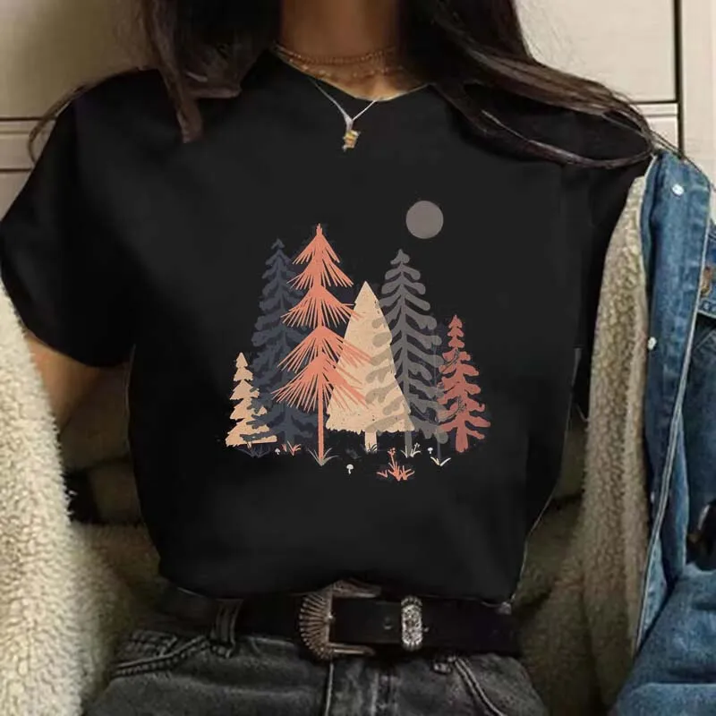 

Женская одежда, новая Веселая футболка для кемпинга в стиле 90-х, милый Повседневный Топ с принтом, модная универсальная базовая футболка большого размера.