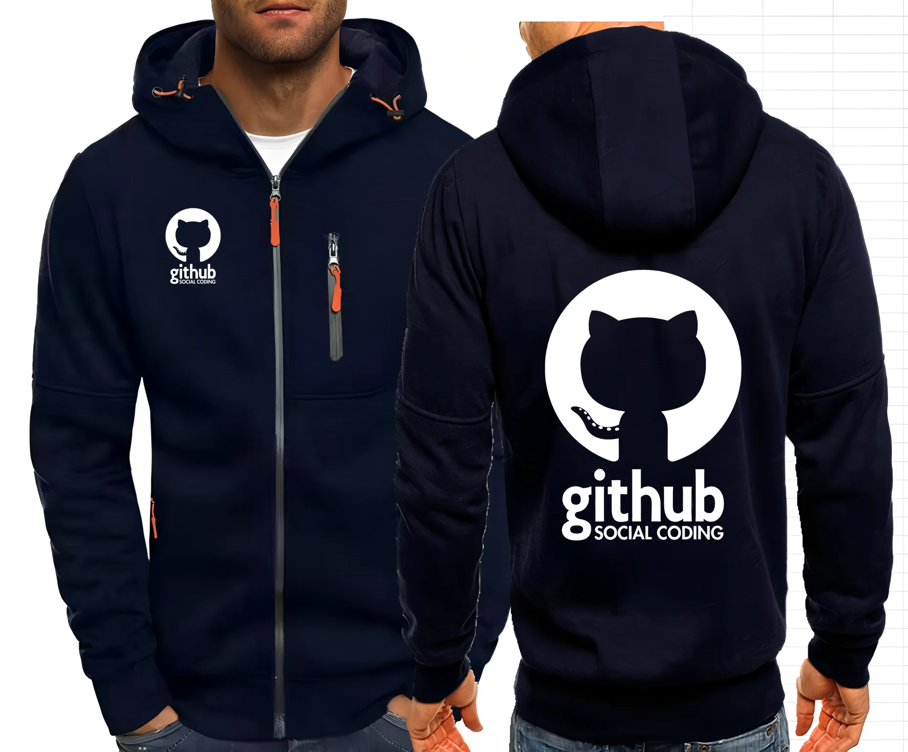 Фото Github Social Coding мужские куртки толстовки пальто Git Hub Programmer мужские толстовки на молнии куртка толстовка с капюшоном уличная одежда S-4XL №3