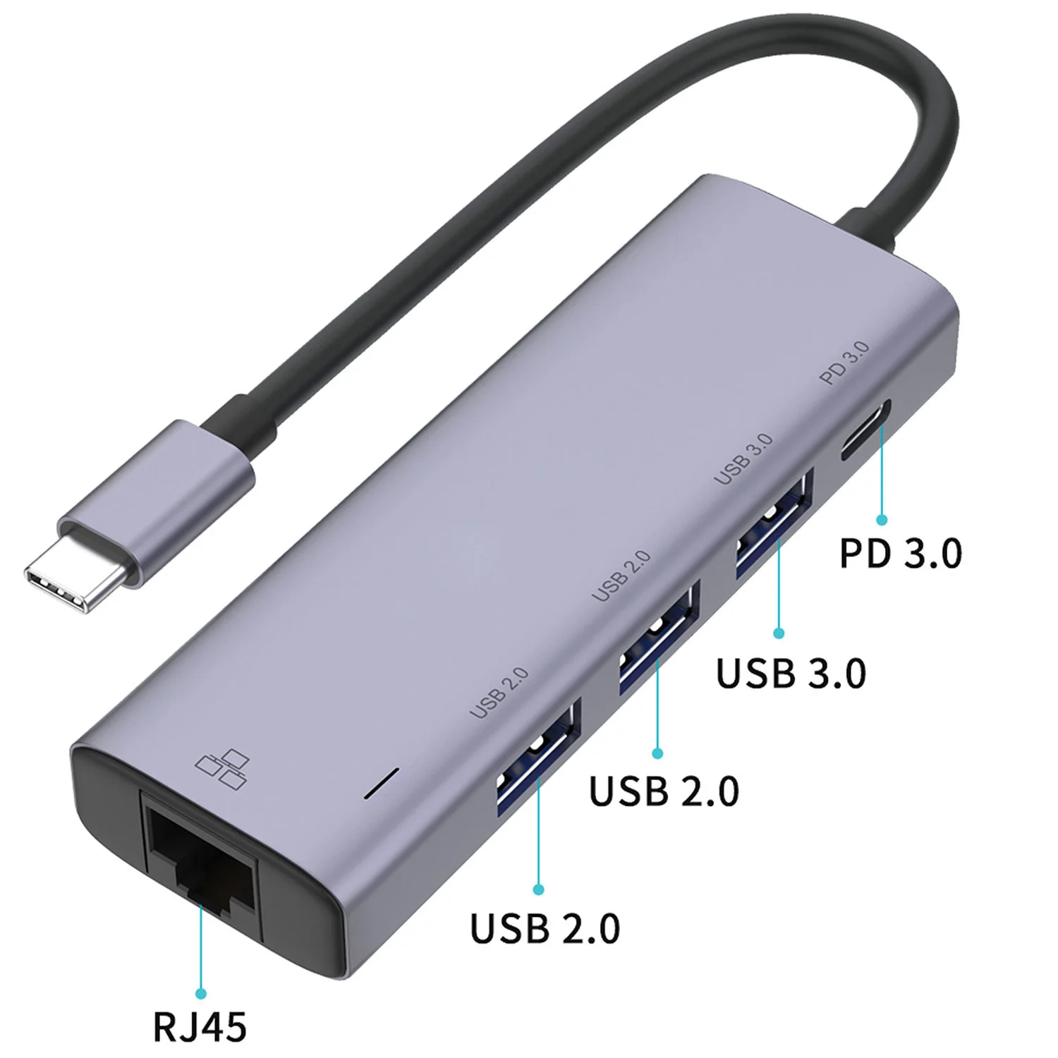 

PIXLINK 5 в 1 Type C RJ45 Ethernet адаптер PD 84 Вт Быстрая зарядка 5 Гбит/с USB 3,0 концентратор