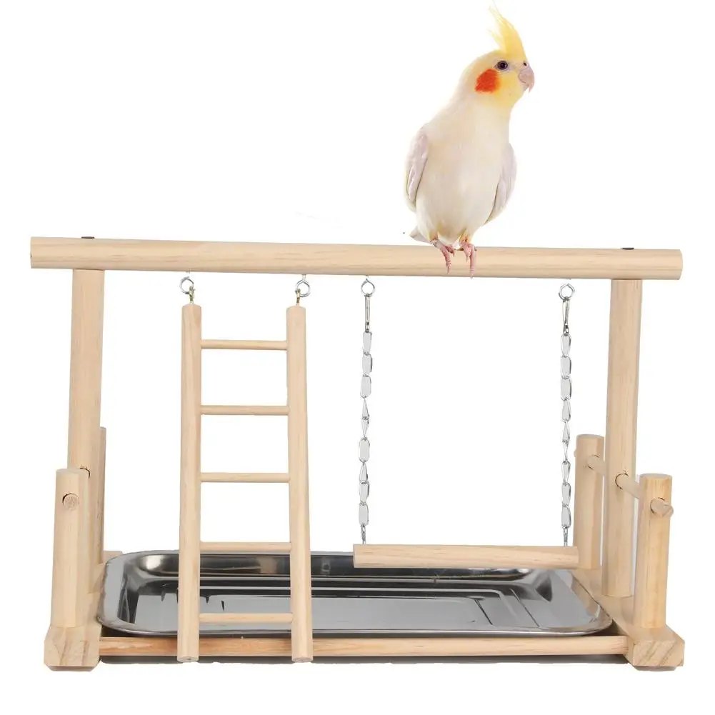 

Portable Wooden Perch Stand Playground Multifunctional Bird Climbing Ladder Toy For Small Medium Parrot