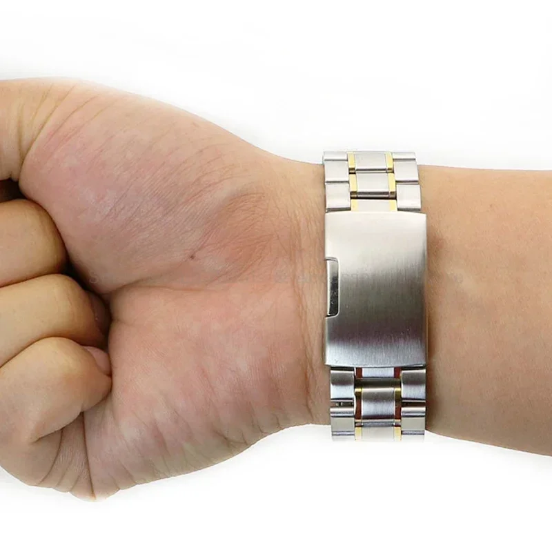 Ремешок из нержавеющей стали для наручных часов цельный складной металлический