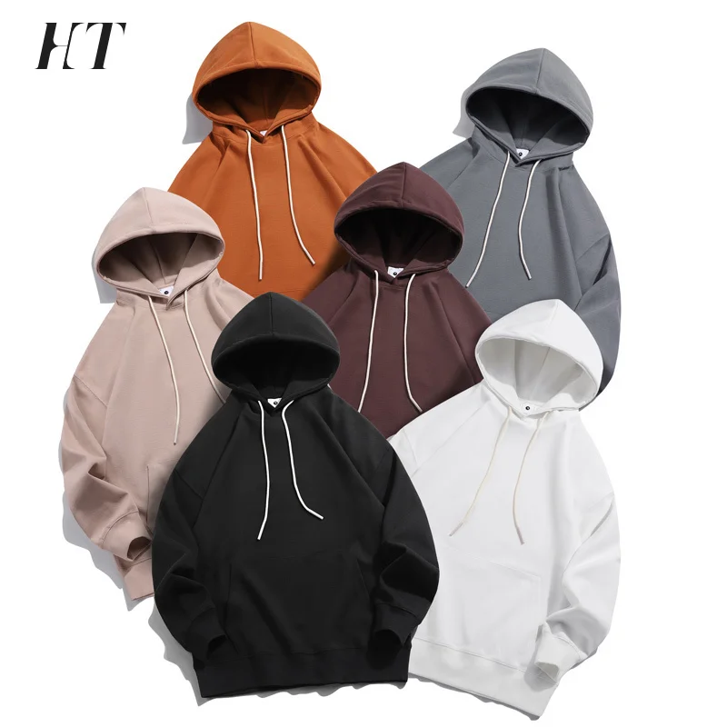 

340g Brand Quality Hoodies Mens Sweatshirt Harajuku Hip Hop Solid Color Loose Pullover Male Streetwear Casual Hoodie Men Clothes