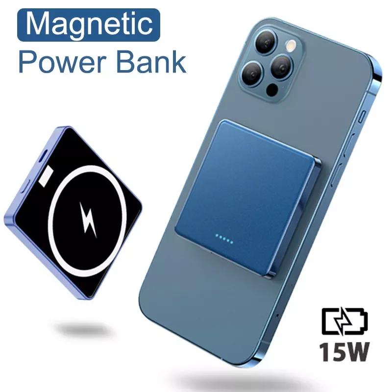 

Power Bank For iPhone 13 12 Pro Max Magsafing Portable LED Poverbank Wireless Induction Fast Charging Battery