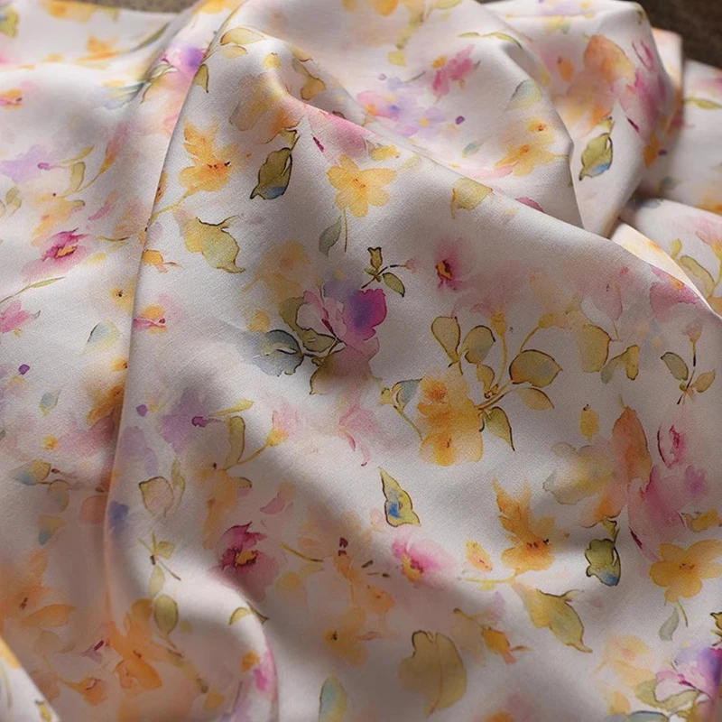 145 см в ширину 200 г/м 100% искусственная ткань с желтым Розовым цветочным принтом