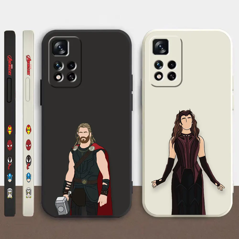 

Case For Redmi Note 12 11 11T 11R 11E 9 9S 8 7 7S PRO PLUS 4G 5G Colour Simple Liquid silicone Case Marvel's Thor Witch