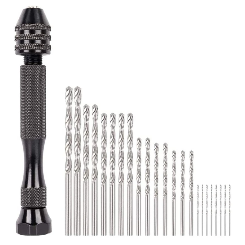 

26Pcs Hand Drill Bits Set Woodworking Hand Mini Drill for Model Resin Jewelry