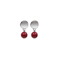 925 sterling silver red bean studs new fashionable earrings superior temperament simple pendant cold wind earrings