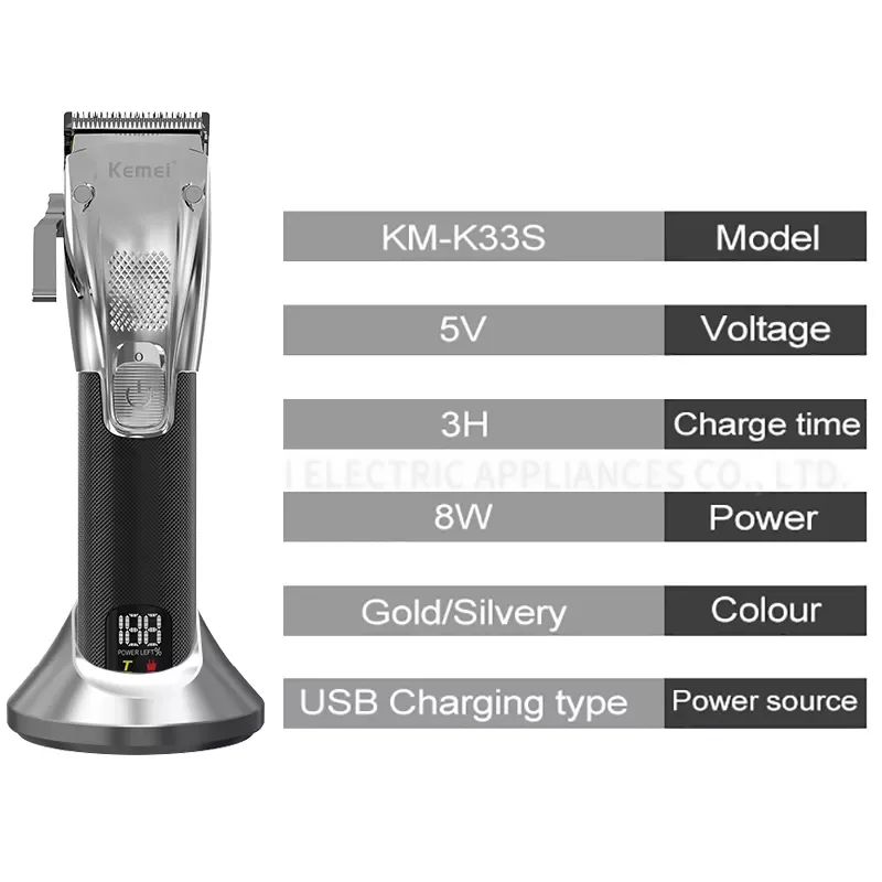 Kemei professional rechargeable LCD display hair trimmer barber shop adjustable electric hair clipper beard hair cutter machine enlarge