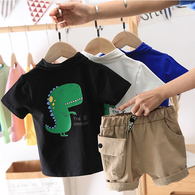 

2Pcs/set Summer Children's Clothing Baby Boy T-shirt Kids Designer Clothes Shirts Shorts Sets School Uniforms Roupas Infantis