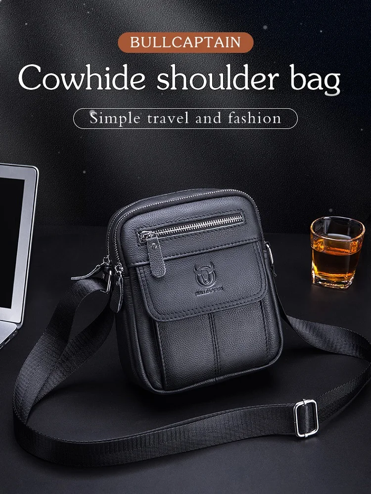 Мужская сумка через плечо из натуральной кожи повседневная студенческая