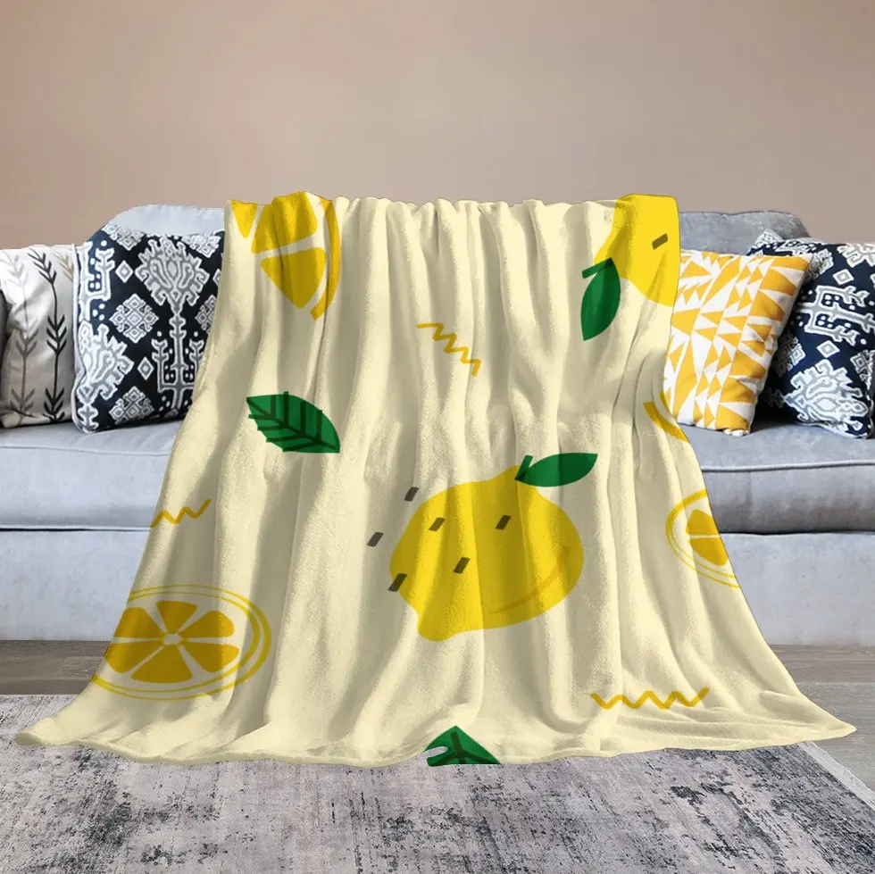 

Throw Blanket Microfiber Bed Blanket All Season Flannel Blanket for Couch Chair Living Room Lemon Tile, Fruit