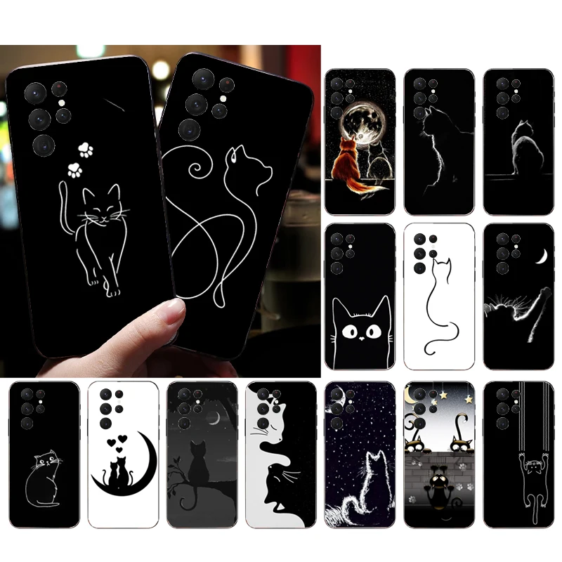 

Black Cat Phone Case for Samsung Galaxy S23 S22 S21 S20 Ultra S20 S22 S21 S10E S20FE Note 10Plus 20 Ultra Funda