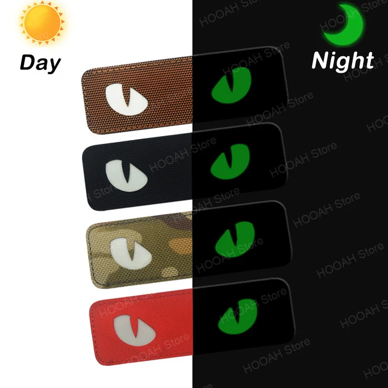 

Cat Eyes Tactical Patch Tactical Glow In Dark Combat Applique Patch DIY Combat Applique Patches for Hat Helmet Uniform Backpack