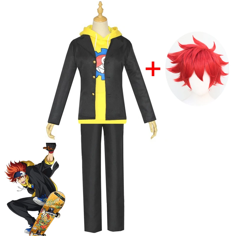 

Anime High School Student Uniform SK8 The Infinity Cosplay Costume Halloween Carnival Funny Costume Red Wig