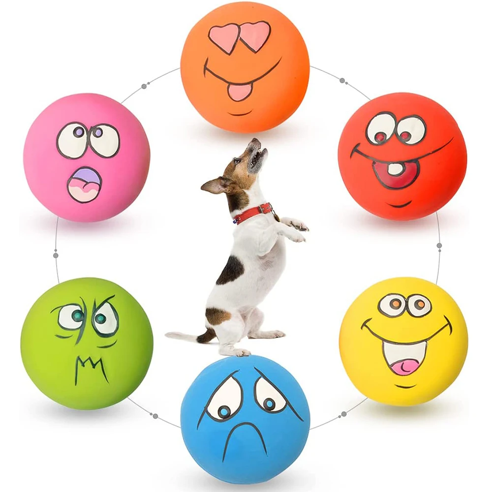 Rubber Soft Dog Toys Chewing Squeaky Toy Fetch Play Balls To