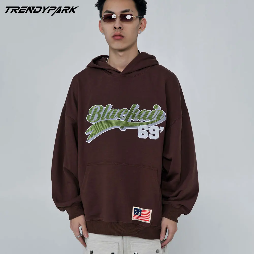 

Men's Hoodies Embroidery Letters Front Pocket Pullover Hoodie Streetwear Harajuku Hip Hop Oversized Hoodie Spring Men's Clothing