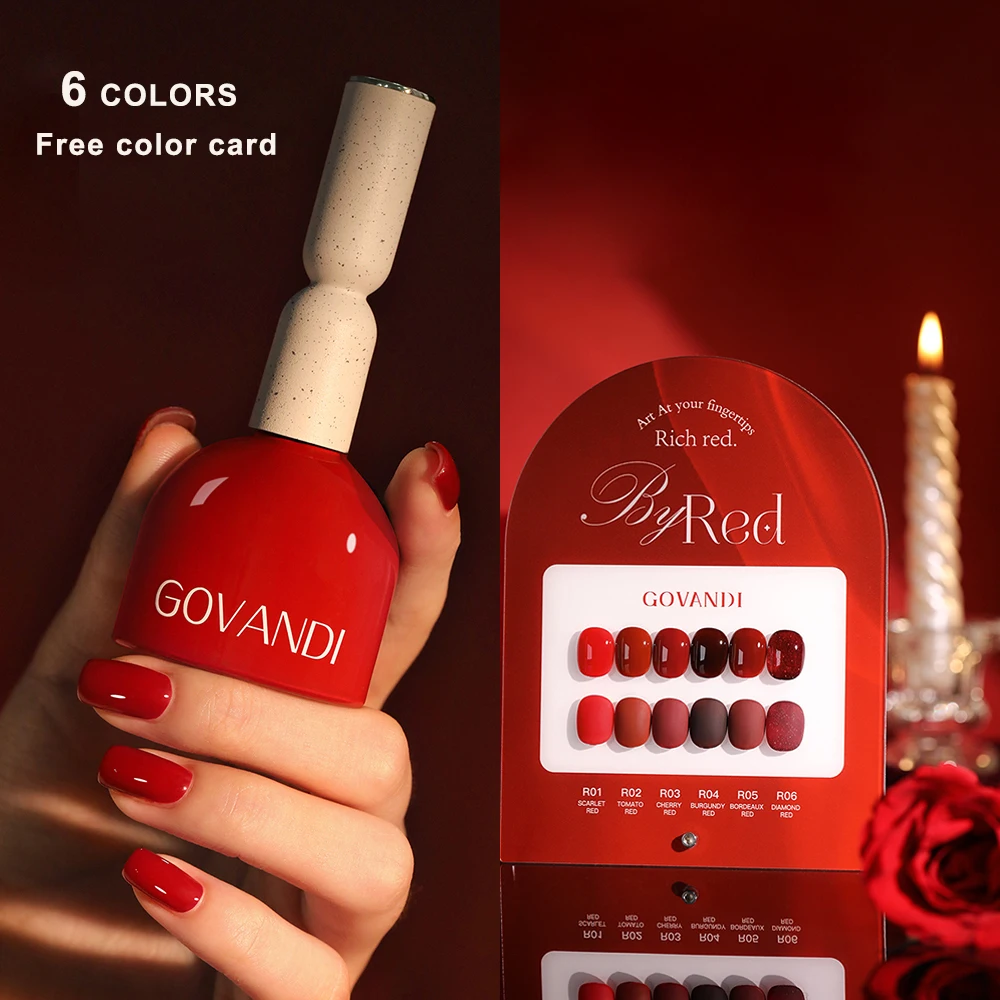 Новый зимний красный набор гель-лаков для ногтей с 6 цветами и цветным дисплеем